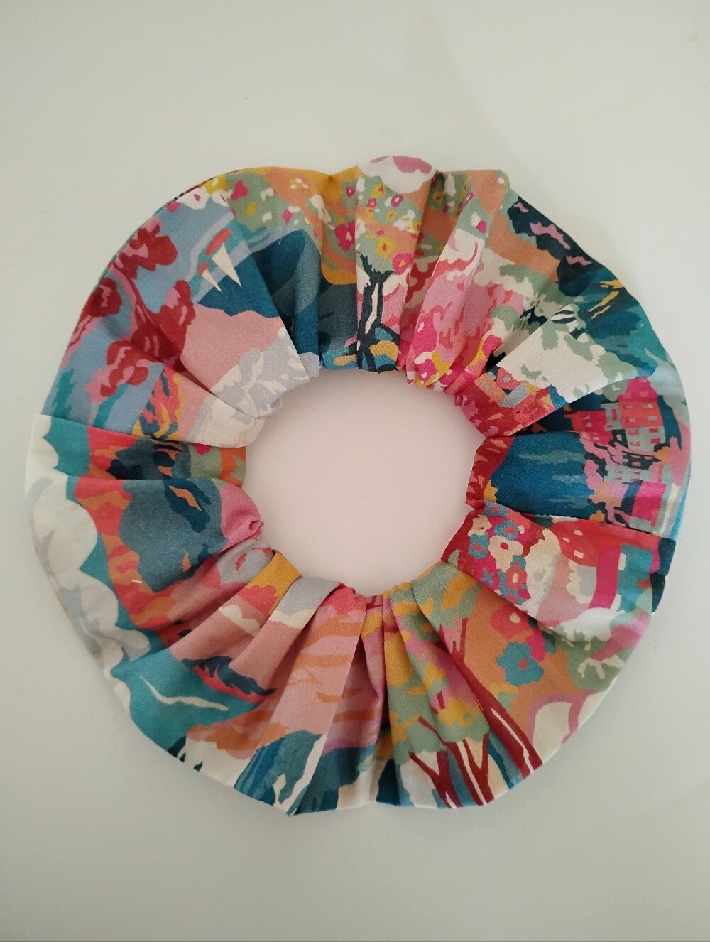 Liberty Art Fabric Tana Lawn Scrunchie Coastal Landscape Colorful Bespoke Cotton